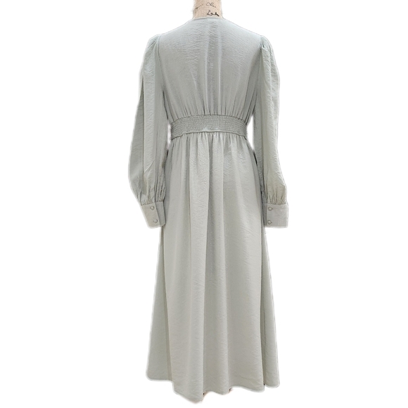By The River Pleated Soft Mint Silver Striped Dress,US Women's Med (Listing As) - Picture 7 of 13